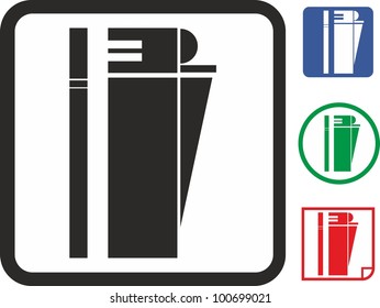 Cigarette and lighter vector icon
