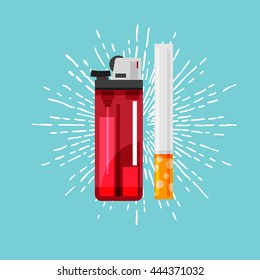 cigarette and lighter - vector illustration