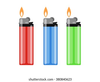 Cigarette lighter vector illustration. Cigarette lighter icon set. Cigarette lighter flame. Light a cigarette lighter vector illustration. 