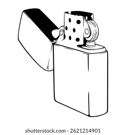 cigarette lighter vector with line art handdraw illustration
