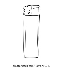 Plantilla vectorial del encendedor de cigarrillos aislada en un fondo gris. Esbozo técnico de los accesorios.