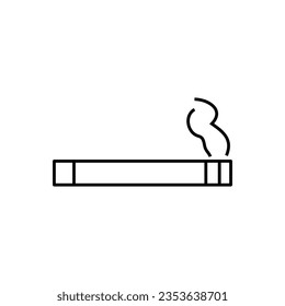 Icono de línea de cigarrillo, signo de vector de contorno, ilustración plana sobre fondo blanco..eps