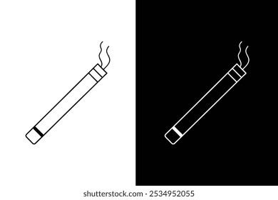 Cigarette line icon, outline vector sign, on white and black background.	