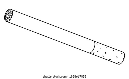 cigarette line vector illustration,
isolated on white background.Top view