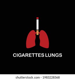 logotipo de icono abstracto de cigarrillos y pulmones