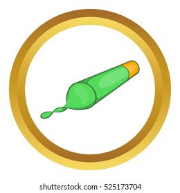 Cigarette with marijuana vector icon in golden circle, cartoon style isolated on white background
