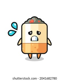 cigarette mascot character with afraid gesture , cute design