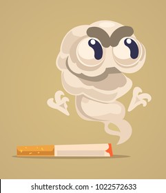 Cigarette monster character. Vector flat illustration