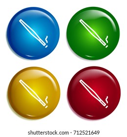 Cigarette multi color gradient glossy badge icon set. Realistic shiny badge icon or logo mockup
