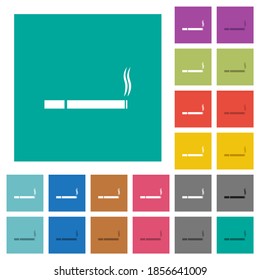 Zigarette, mehrfarbige, flache Symbole auf einfarbigem Hintergrund. Weiße und dunklere Icon-Variationen für Hover oder aktive Effekte.