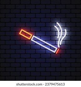 Cigarette neon icon in abstract style on black background. Vector illustration