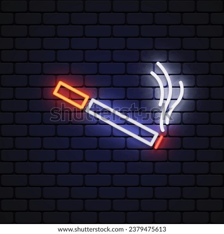 Cigarette neon icon in abstract style on black background. Vector illustration