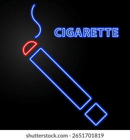 sinal de neon de cigarro, design de banner brilho moderno, tendências de design moderno colorido no fundo preto. Ilustração vetorial.