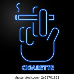 sinal de neon de cigarro, design de banner brilho moderno, tendências de design moderno colorido no fundo preto. Ilustração vetorial.