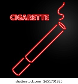 sinal de neon de cigarro, design de banner brilho moderno, tendências de design moderno colorido no fundo preto. Ilustração vetorial.