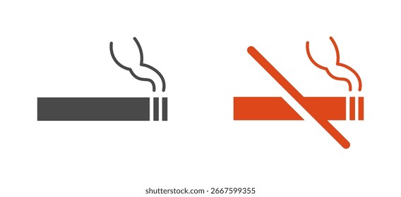 Cigarrillo y icono de no fumar.