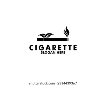 Cigarette on black color logo vector . Creative cigar smoke logo design template