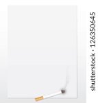 Cigarette on a sheet of paper. Vector