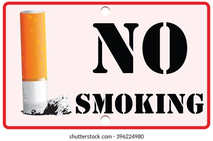 Cigarette on the stand, No Smoking Sign. Vector illustration.