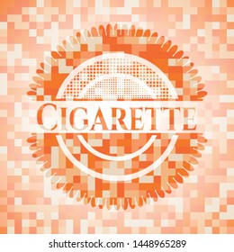 Cigarette orange mosaic emblem with background