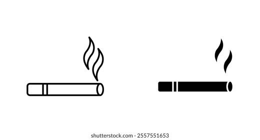 Cigarette outlined and solid icon vector collection.