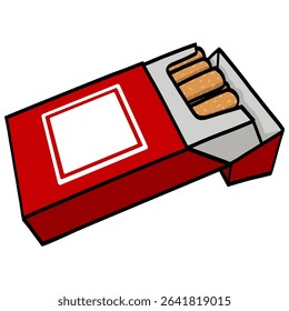 Cigarette Pack with Cigarettes Filter Butts Illustration Vector
