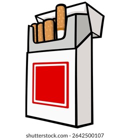 Cigarette Pack with Cigarettes Filter Butts Illustration Vector