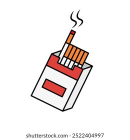 Cigarette pack and cigarettes icon. Vector.