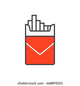 Cigarette pack flat line icon.