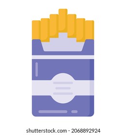 Cigarette pack in flat style icon, dangerous and unhealthy 