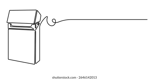ícone de maço de cigarros desenho contínuo de uma linha, ilustração vetor de linha contínua de um maço de cigarros de filtro, Uma caixa de cigarros com um rótulo de advertência, conceito Cigarettes pro.
