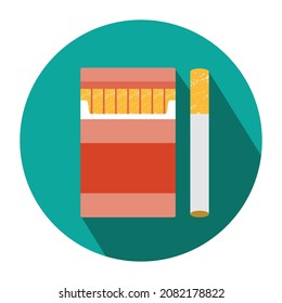 icono del paquete de cigarrillos y cigarrillos con sombra larga