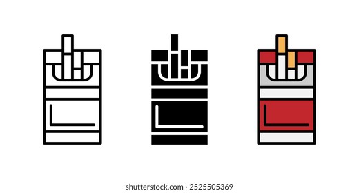 Cigarette pack icon. Open box of cigarettes vector illustration. Tobacco smoker symbol. Nicotine addiction pictogram. Cigar with filter sign. Bad unhealthy habit isolated concept.