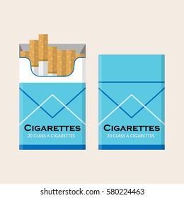 Cigarette pack isolated. Blue and white colors