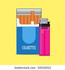 Cigarette pack with lighter icon