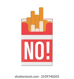 Paquete de cigarrillos con frase motivacional - ¡NO! Deje de fumar y los malos hábitos, se niega a fumar un cigarrillo. Estilo de vida saludable. Diseño motivacional aislado en el fondo blanco. Ilustración vectorial