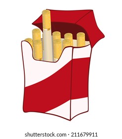 Cigarette pack on white background