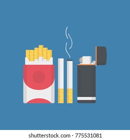 Cigarette Pack Pocket Lighter Burnt Cigarettes Stock Vector (Royalty ...