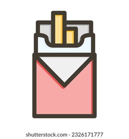 Cigarette Pack Thick Line Filled Colors For Personal And Commercial Use.
