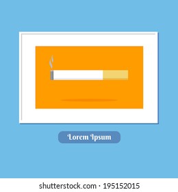 Cigarette in picture frame, illustration vector design.