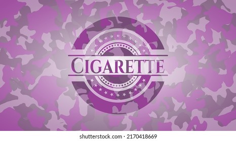 Cigarette pink camo emblem. Vector Illustration. Detailed. 