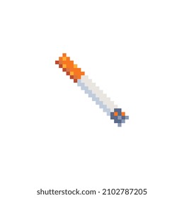 Cigarette pixel art icon. Isolated vector illustration. Design for stickers, logo, app, website, embroidery.