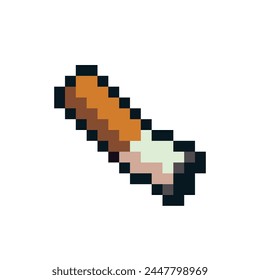 Cigarette pixel art icon. Isolated vector illustration. Design for stickers, logo, app, website, embroidery.