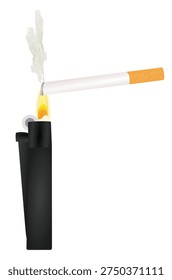 Cigarette plastic lighter. vector illustration