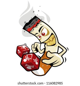Cigarette playing with the death dice