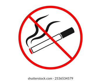 Cigarette prohibitory icon for No Smoking poster. Vector illustration for health campaigns, public spaces, and anti smoking awareness designs