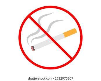 Cigarette prohibitory sign for No Smoking poster. Vector illustration for health campaigns, public spaces, and anti smoking awareness designs