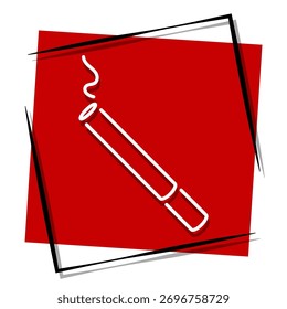 cigarro, banner vermelho em uma moldura. Ilustração vetorial em um fundo branco.	