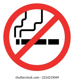 Cigarette In Red Crosshair Mark. No Smoking Sign. Vector