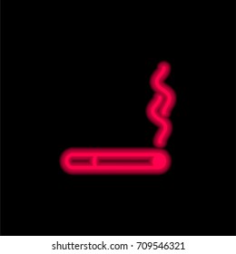 Cigarette red glowing neon ui ux icon. Glowing sign logo vector